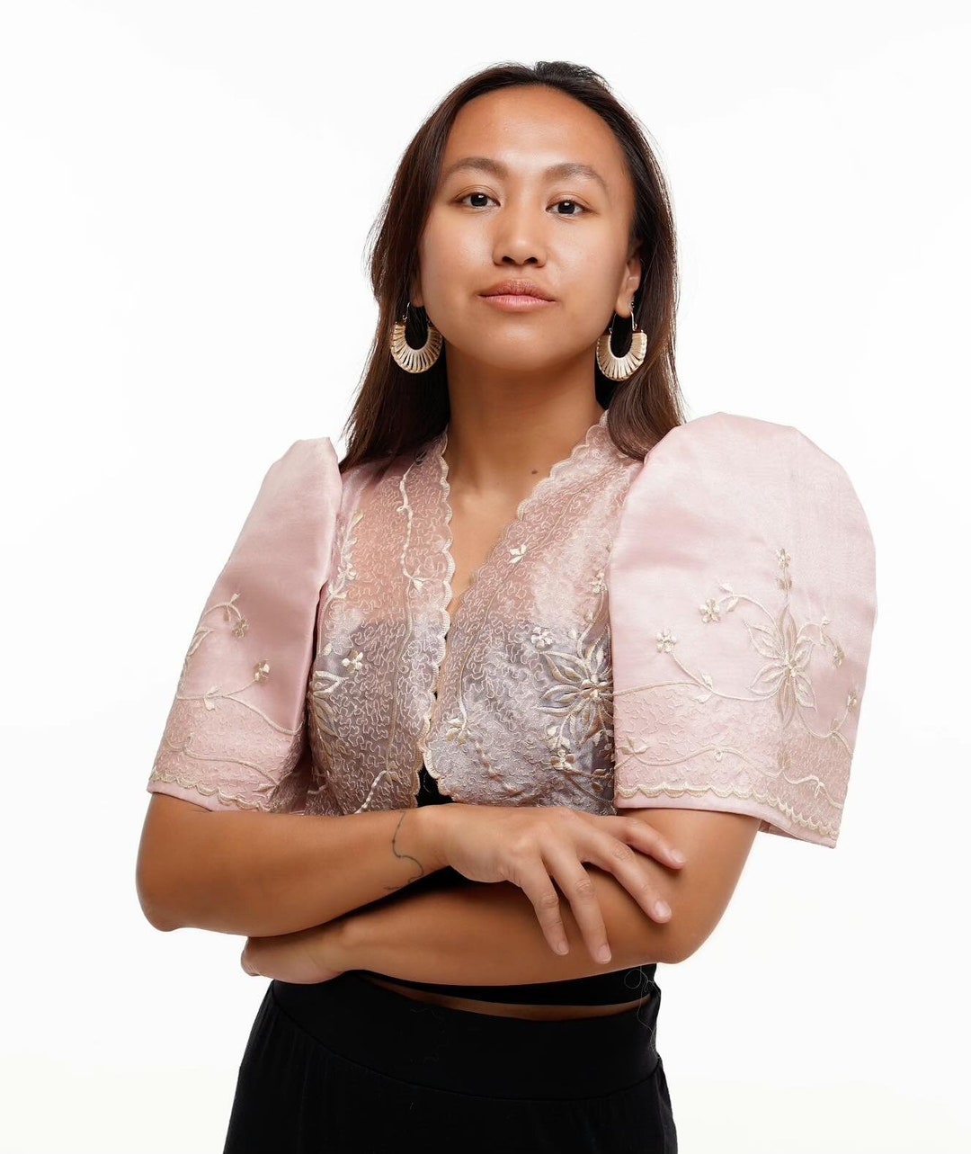 Filipijnse made BarongWereld Trouwen Accessoires Sjaals & Omslagdoeken Authentieke stoffen Mestiza Filipiniana Roze 