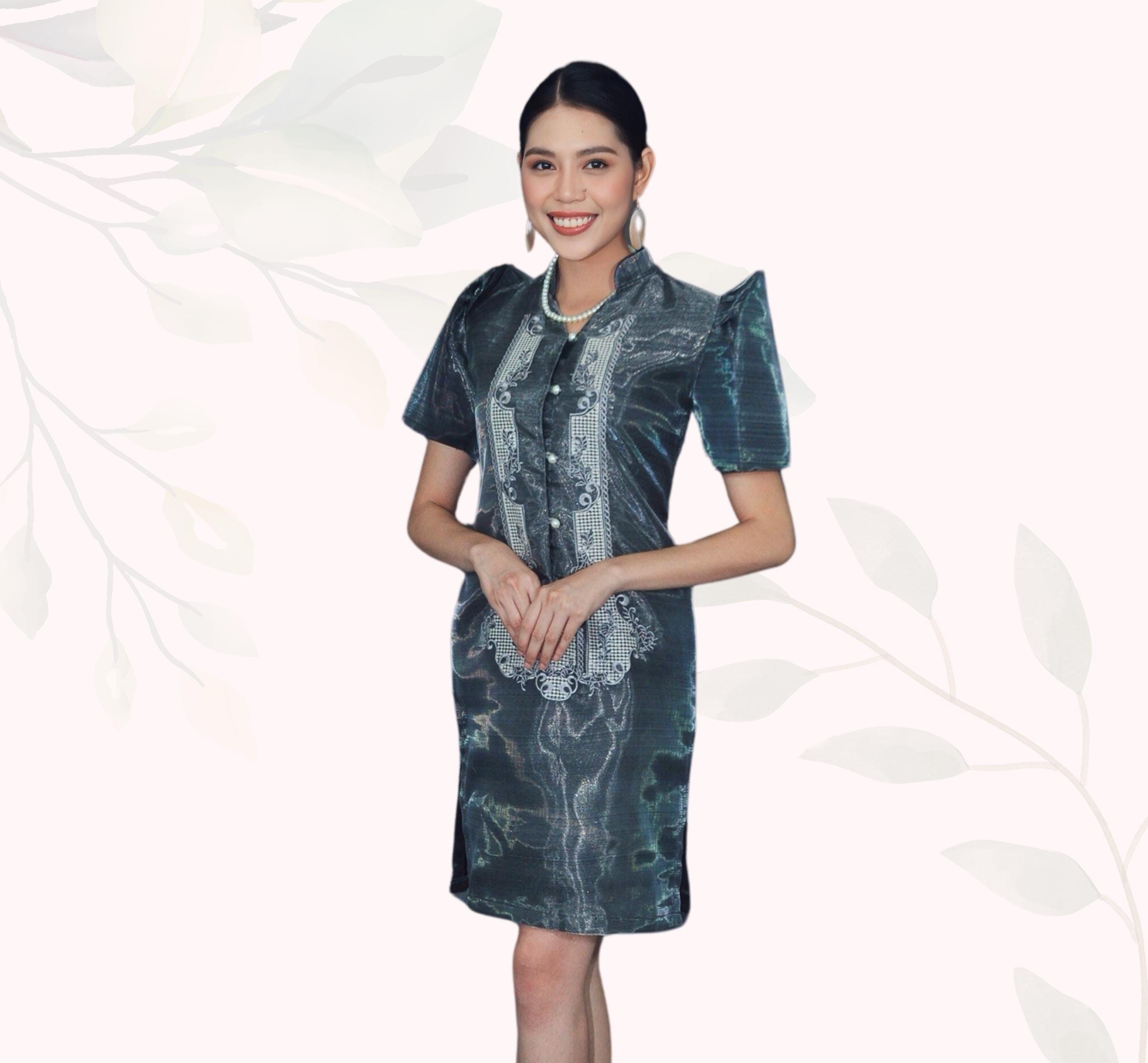 Organza Black Filipiniana Barong Dress - Jenna - JK08 - Etsy