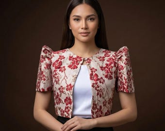 Modern Floral Filipiniana Bolero Set