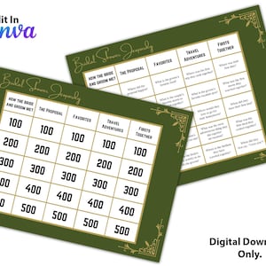 Bridal Jeopardy Printable Digital Download | Bridal Jeopardy Game | Bridal Jeopardy Print Out | Wedding Shower Game | Bridal Shower Game
