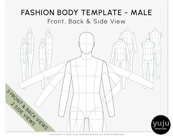 Fashion Flats Body Template MALE Fashion Figure Template, Flat