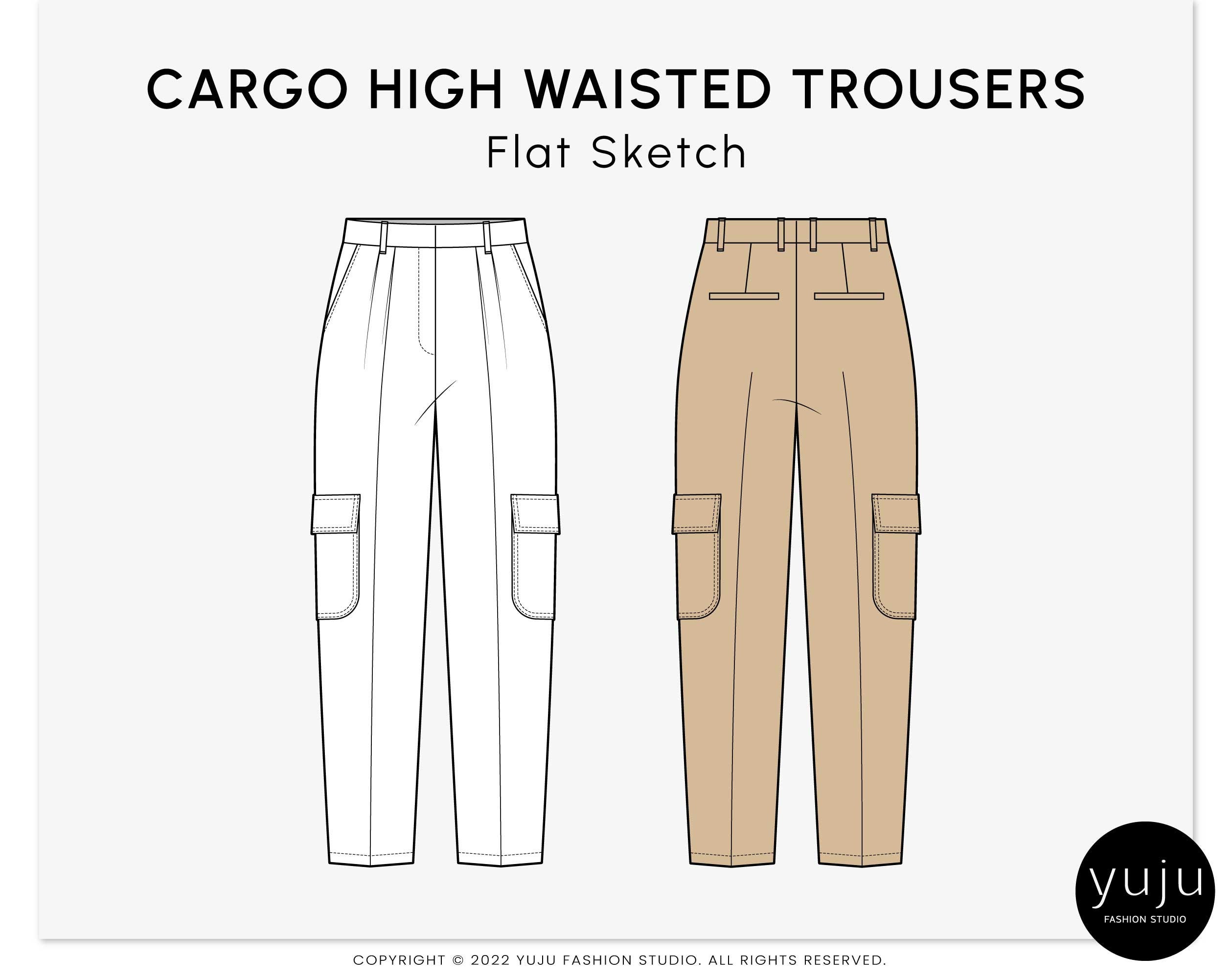 Women Chino Pant fashion flat sketch template. Girls Trousers Technical  Fashion Illustration. Slim Fit. Slanted Pockets Stock Vector Image & Art -  Alamy