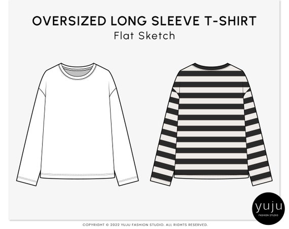 Raglan Long Sleeve T-shirt Fashion Flat Sketch Fashion - Etsy UK
