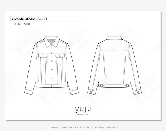 Diagram ダイアグラム　デニムジャケット クラシック デニム ジャケット - ファッション フラット スケッチ