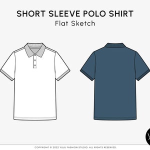 Camisa polo de manga curta - esboço plano de moda, modelo de moda, desenho técnico, vetor CAD