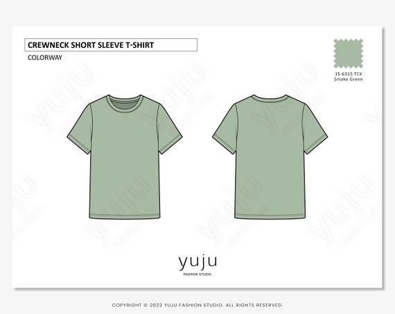 Crewneck Short Sleeve T-shirt - Fashion Flat Sketch, Fashion