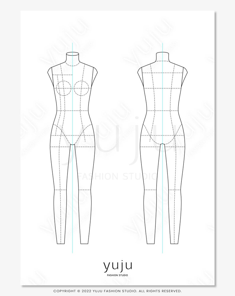 Fashion Flats Body Template - FEMALE - Fashion Figure Template, Flat Sketch, Technical Drawing Template, Fashion Vector Flat image 5