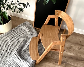 NATURAL Mitwachsender Stuhl für Kinder - Kinderhochstuhl - Verstellbarer Kinderstuhl - Thekenhöhenhochstuhl - Schreibtischstuhl - Dine Chair