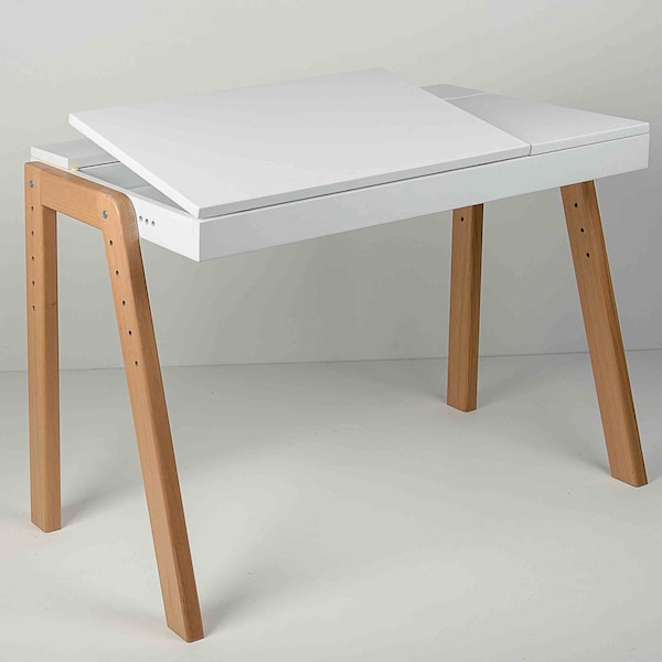 Adjustable Growing Desk - Wooden Kids Desk Bedroom - Montessori Toddler Table - Kids Wooden Table - Homeschool Desk - Preschool Furniture
