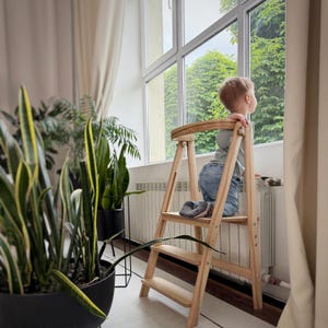 Foldable Wooden Kitchen Tower - Kids Helper for Kitchen - Toddler Tower - Montessori Helper Step Stool - Adjustable Kitchen Tower