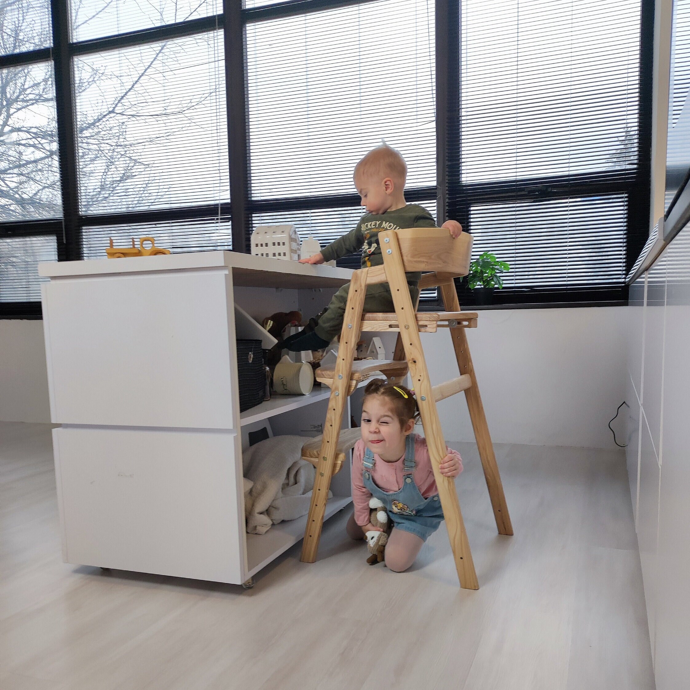 Growing Wooden Chair for Kids Smart XL for a Kitchen Island or Counter Height Table Kids High ...