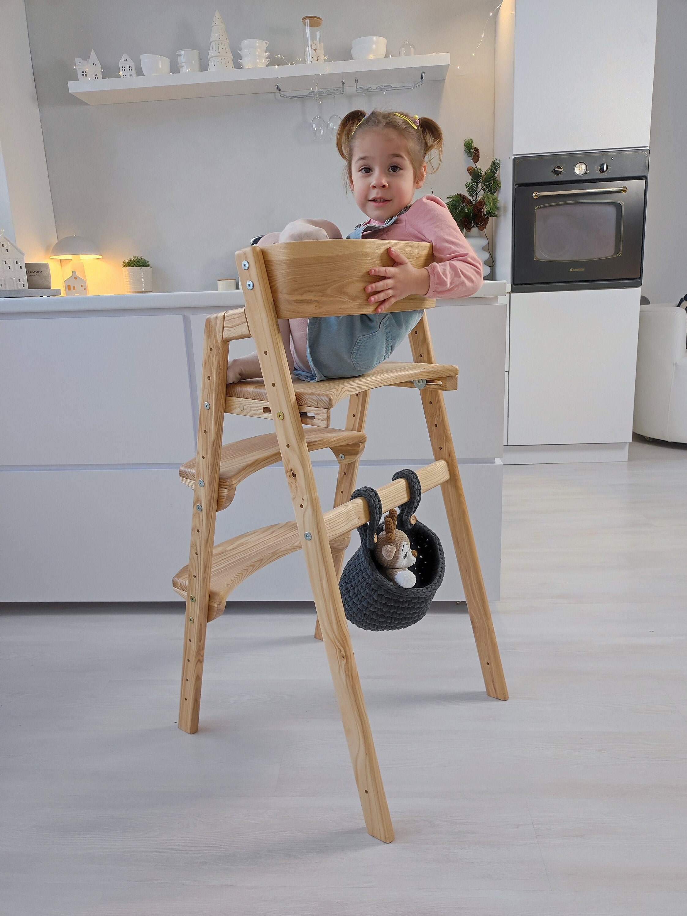 Growing Wooden Chair for Kids Smart XL for a Kitchen Island or Counter Height Table Kids High ...