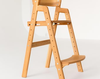 NATURAL Growing chair for kids - Kids High Chair - Adjustable Kids Chair - Counter Height High Chair - Desk Chair - Dine Chair - Study Chair