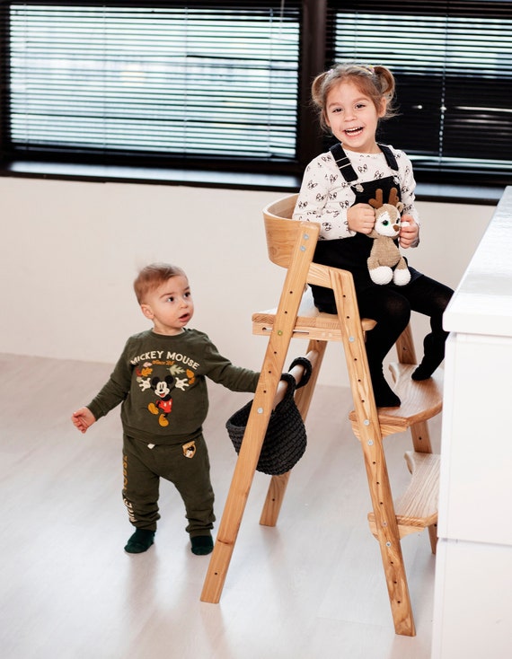 Growing wooden chair for kids Smart XL (for a kitchen island or counter height table) - Kids High Chair - Counter Height Chair