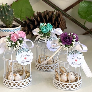 Wedding Favor birdcage for Guest, White Birdcage Baby Shower Box, Wire Wedding Favor Bulk Gift, Engagement Gift, Bird Cage Wedding Candy