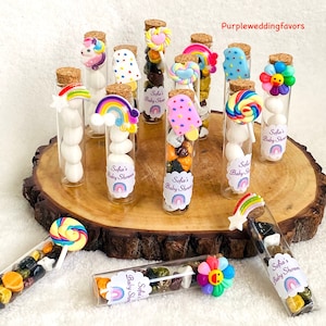 Personalized baby shower party gift, chocolate in tube bottle, christening favors, baby birth favors, rainbow candy chocolate favors