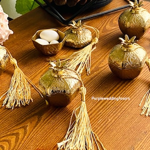 Cadeaux de mariage en or pour invités, cadeaux rustiques, cadeaux de fête de fiançailles, cadeaux vintage pour invités, boîte en métal abondance de grenades, boîte authentique