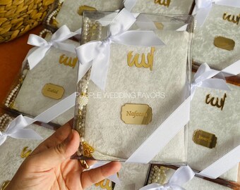 Set di libri Yaseen bianchi, Tasbeeh di perle, bomboniere islamiche per matrimonio (10 pezzi)