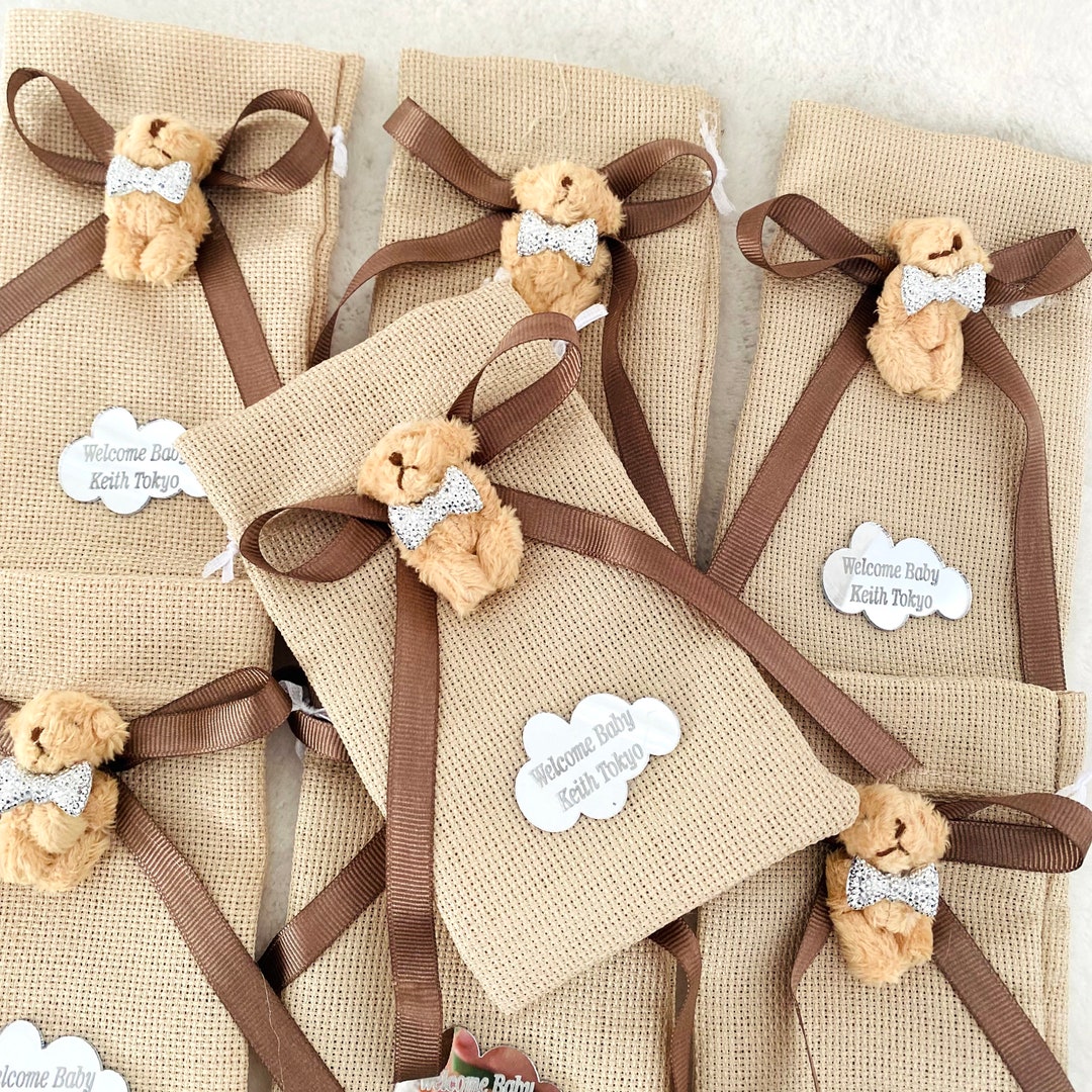 Teddy Bear Favor Bag, Personalized Baby Shower Gift - Etsy