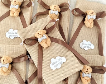 Teddy Bear Favor Bag, Personalized Baby Shower Gift
