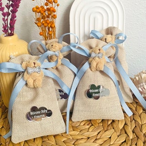 Teddy Bear Gift Bag, Teddy Bear Baby Shower Favors, Teddy Bear Birthday, Treat Bag, Baptism Favor, Thank You Beary Much, Custom Teddy Bear