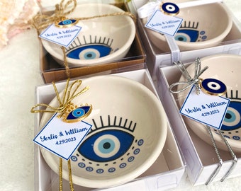 Cuencos de cuentas con forma de ojo malvado: recuerdos para bodas y bautizos