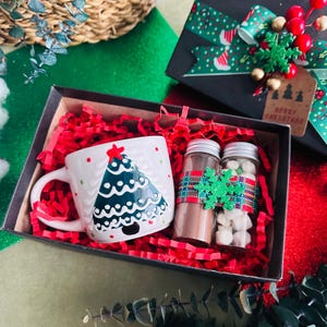 Scatola regalo di Natale personalizzata, regalo di Natale con bomba di cioccolata calda, regalo per lui, decorazioni natalizie, scatola regalo di Natale