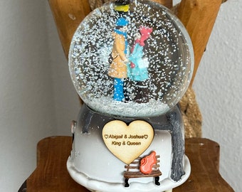 Personalized Couple Snow Globe: Musical Night Light Gift