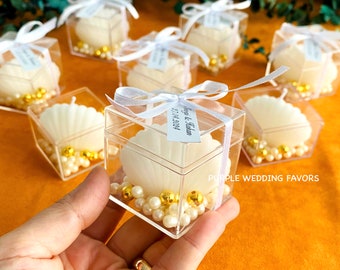 Velas de concha de ostra para regalar, bodas en la playa, despedidas de soltera, etiquetas personalizadas