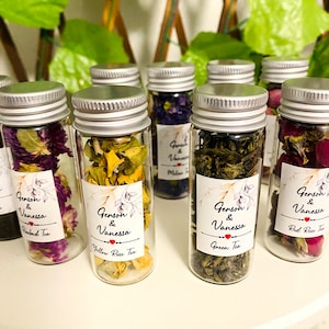 Tea Favors in a Jar, Guest Wedding Tea Favors, Organic Herbal Tea, Personalized Bulk Favors, Unique Wedding Favors, Bridal Shower Favors