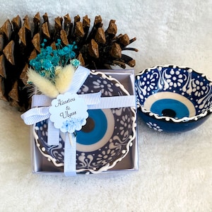 Evil Eye Ceramic Bowls, Wedding Favors Ceramic Bowl, Guest Favor, Bulk Gifts, Baptism Favor, Baby Shower Favor, Party Decoration Box