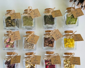 Organic Tea Sugar Favors, Personalized Tea Jars, Wedding Candy