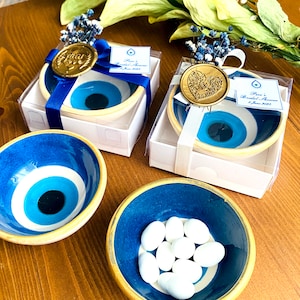 Baptism favors, Evil eye wedding souvenir for guest, Custom ceramic bowl, Unique wedding gifts