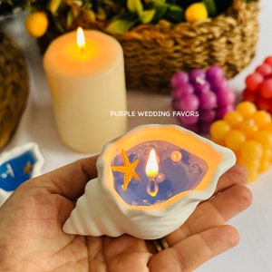 Beach Wedding Favors, Wedding Candle Favor, Gel Candle, Baby Party Shower, Seashell Gel Candle Favors, Bridal Shower Gifts,