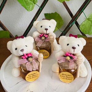 10 pezzi Teddy Bear Honey Jar Bomboniere, Scatola regalo miele, Bomboniere personalizzate per baby shower