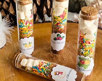 Heiße Schokolade Gastgeschenke, Marshmallow, Weihnachtsgeschenk im Reagenzglas