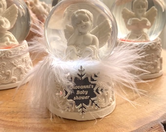 White Angel Mini Globe, Christmas Favors,  Birthday Party,  Mass Guest Favors, Neighbor Gift