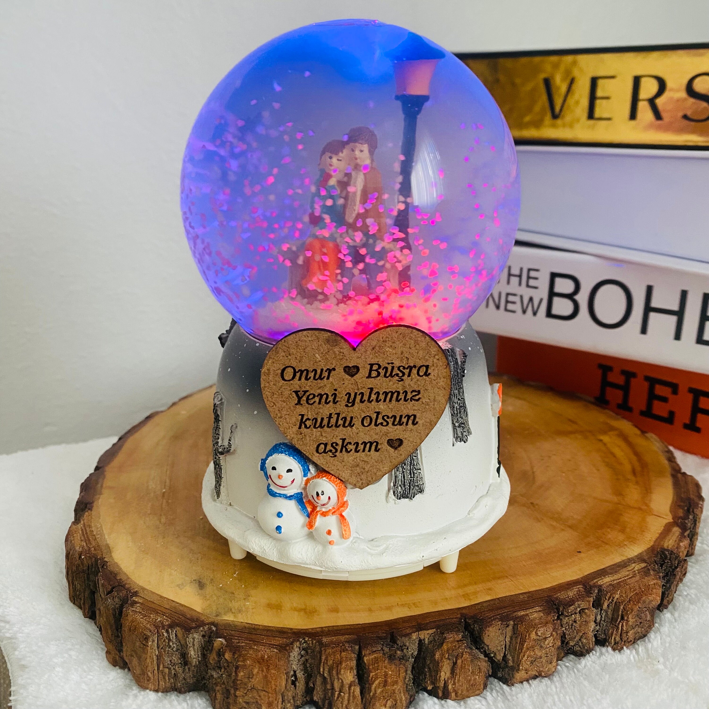 Globe à Neige Musical Automatique Avec Couple - Environ 16 Cm, Flocons Dansants, Lumière - Décoration Romantique Pour Maison