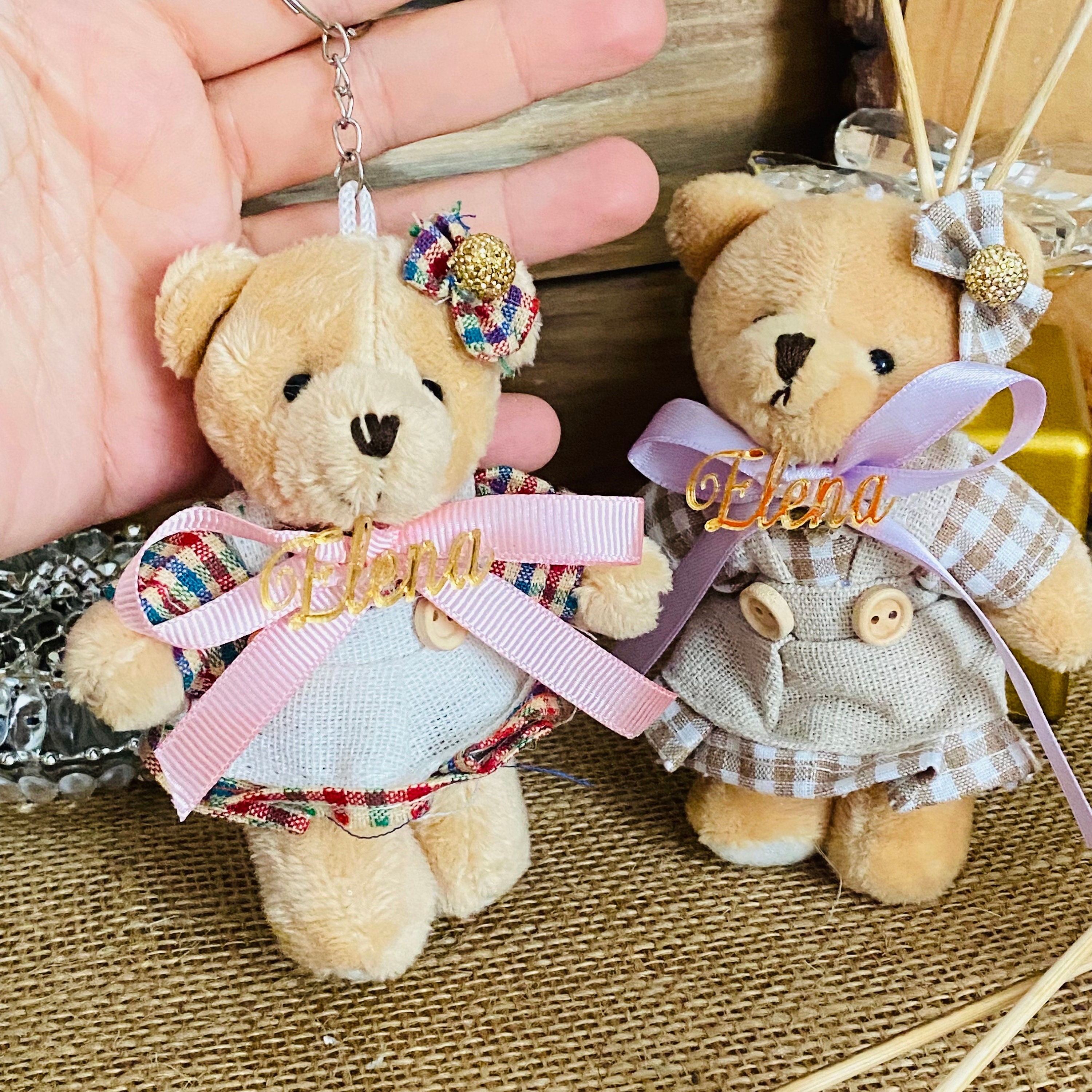 Attria 2Pcs Kawaii Plush Bear Keychain, Cute Fluffy Stuffed Animals Keyring  Pendant, Furry Backpack Handbag Charms Accessory