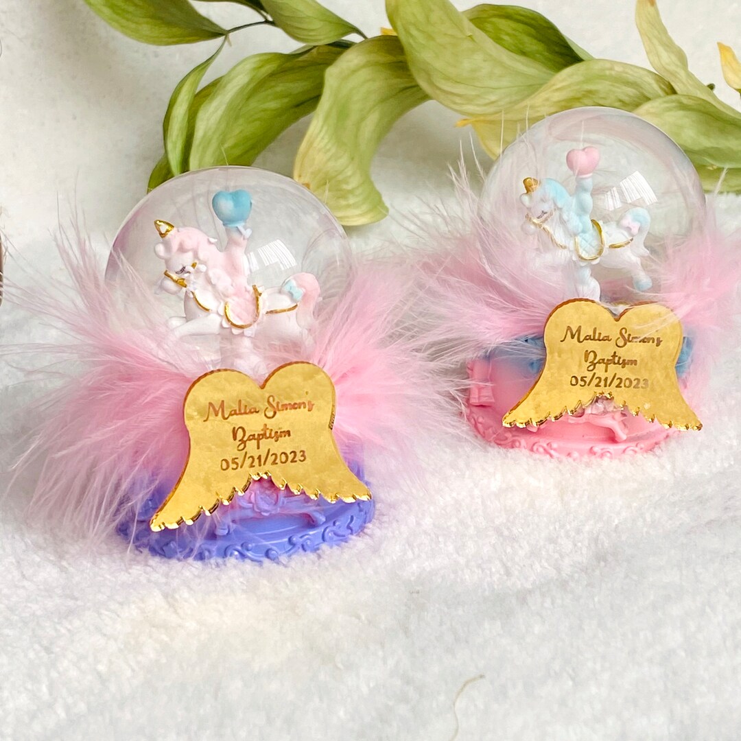 Mini Snow Globe, Baby Shower Gift, Horse Unicorn Snow Globe, Baptism