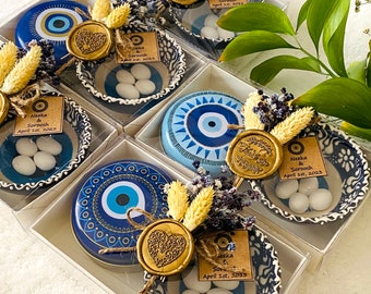 Wedding Favors Evil Eye Candle Favors, Evil Eye Ceramic Bowls, Special Soap Gift for Guests, Baby Shower Favor