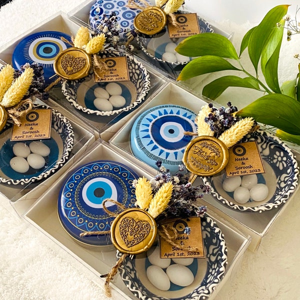 Wedding Favors Evil Eye Candle Favors, Evil Eye Ceramic Bowls, Special Soap Gift for Guests, Baby Shower Favor