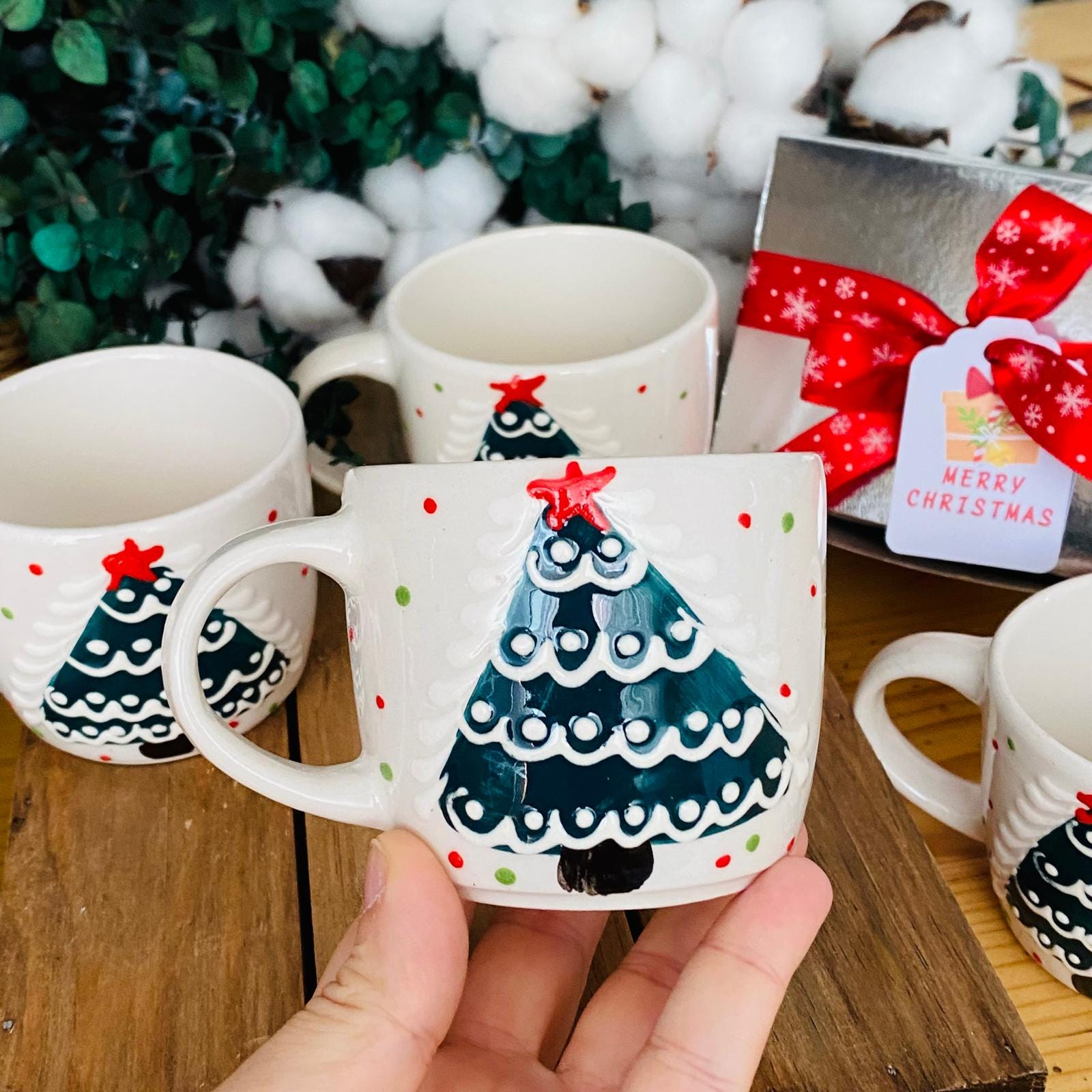 Handmade Christmas Tree Coffee Mug: Holiday Decor, Xmas Gift - Etsy