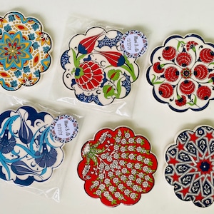 Bomboniere sottobicchiere in ceramica, sottobicchiere in piastrelle di ceramica, bomboniere per sottobicchieri di tazze, decorazioni per la casa in piastrelle, sottobicchiere in ceramica turca