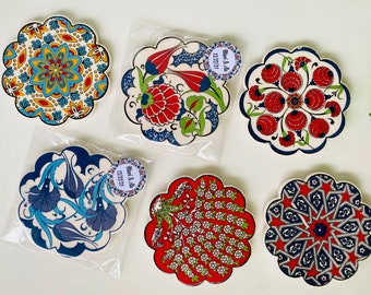Wedding Favors Ceramic Coaster , Ceramic Tile Coaster, Cup Coasters Favors, Tile Home Decor, Turkish Ceramic Coaster