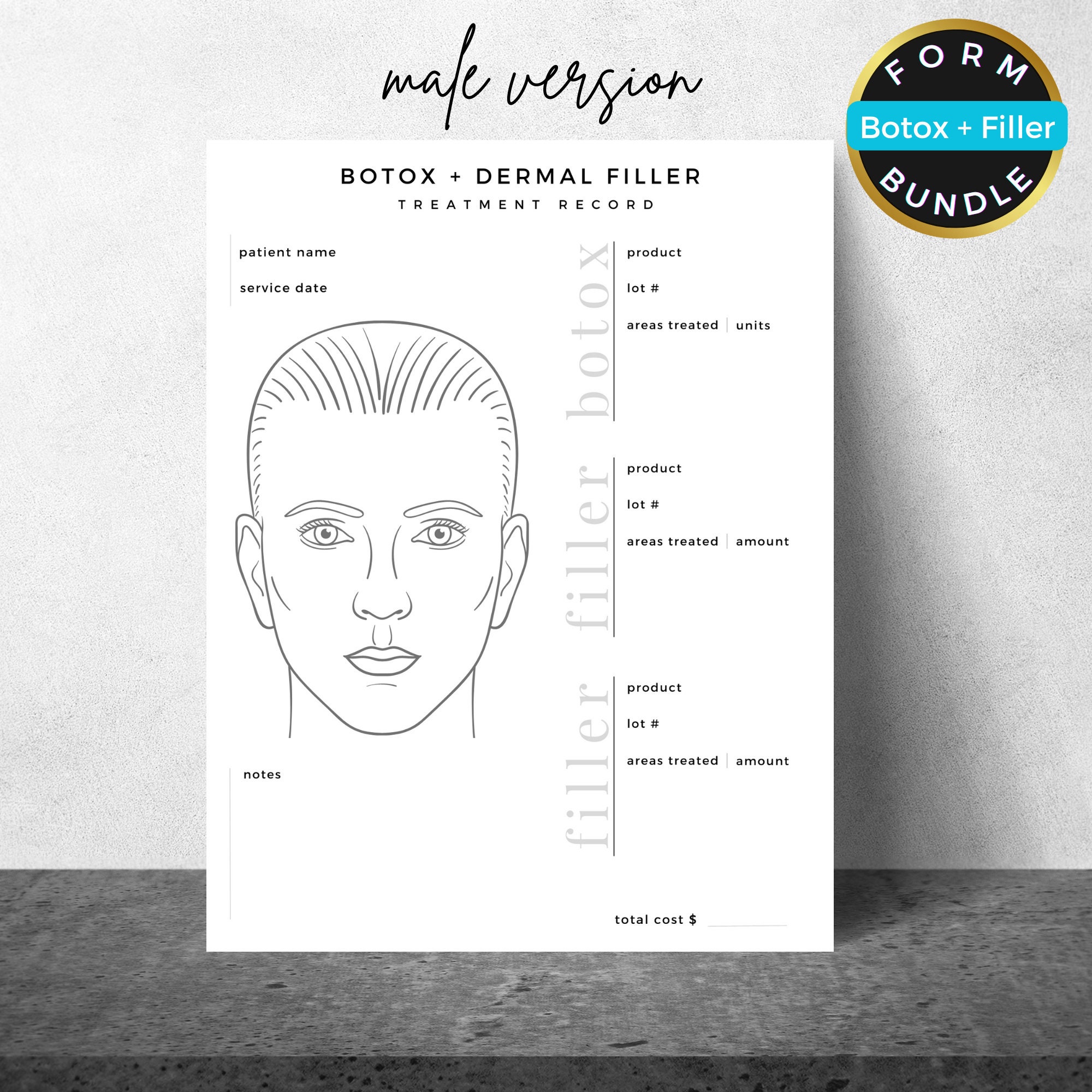 BOTOX Dermal Filler Form Bundle, Patient Record, Registration, BOTOX ...