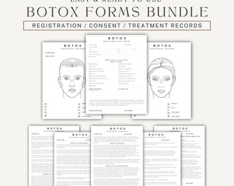 BOTOX Treatment Record Bundle, Patient Record, BOTOX, Consent, Registration, Nurse Injector, Injectables Form, Instant Digital Download