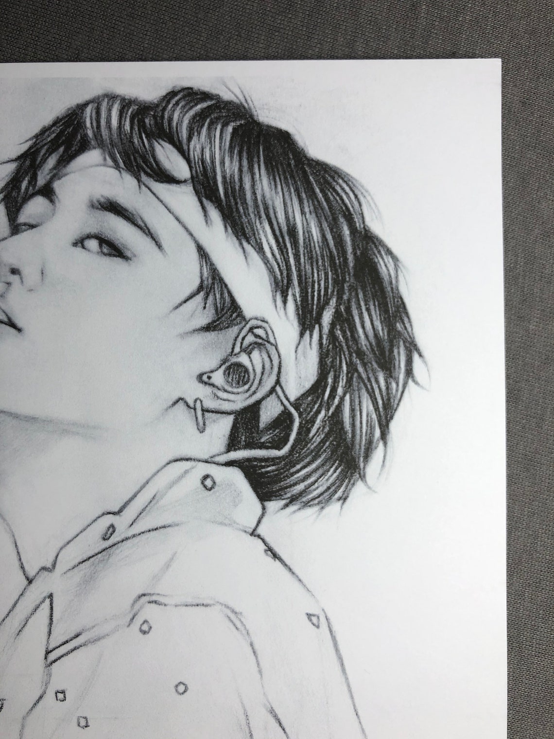 BTS / Suga / A4 Retrato dibujo lápiz impresión de arte | Etsy