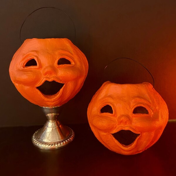 Vintage Paper Mache Halloween Pumpkins Etsy
