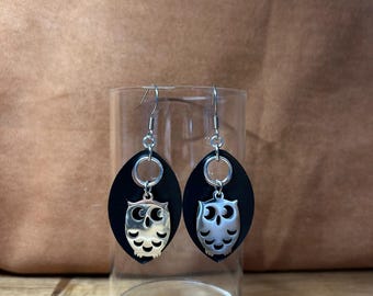 Black Owl Earrings – Gothic Boho Jewelry – Witchy Dangle Earrings – Handmade Alternative Fashion